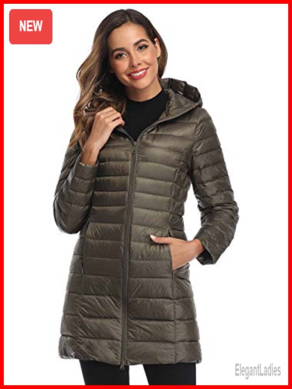 Ultralight Packable Down Puffer Jacket Hooded Long Winter Coat